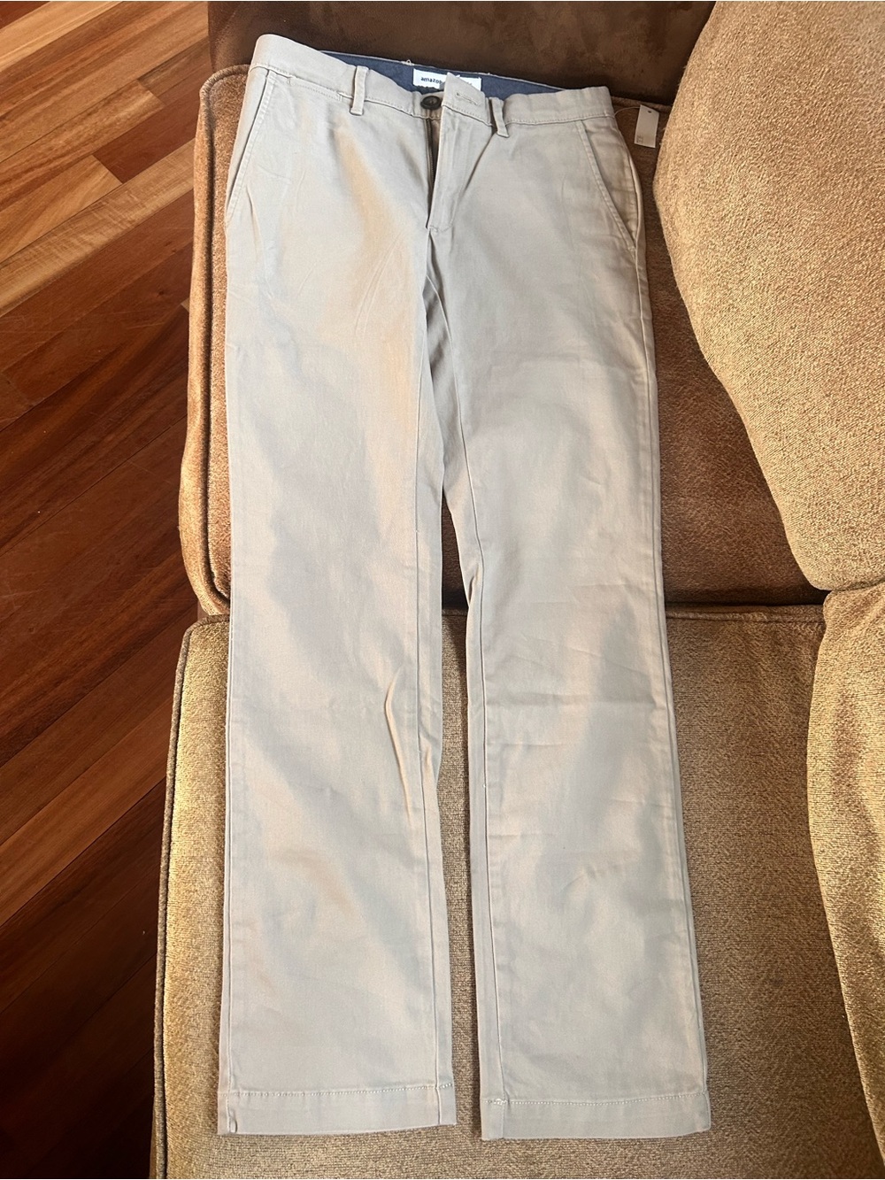 Amazon Essentials Chino Pants 28x30 Khaki Beige Stretch